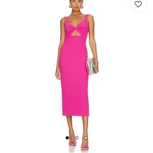 Bardot Maja Midi dress in Pop Pink